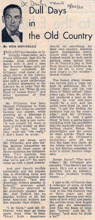22 November 1960 DC Daily News article: “Dull Days in the Old Country” by Tom Donnelly