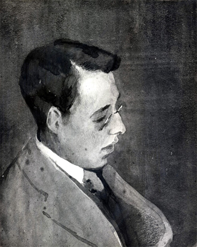 Watercolour of O’Connor by writer Daniel Corkery, 1926